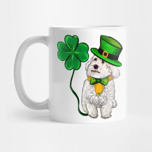 Clover Malarkey Funny Cavapoo puppy dog in hat and tie with Shamrocks - green 4 leaf clovers shamrock. Shenanigans The best Irish gift ideas 2024 Mug